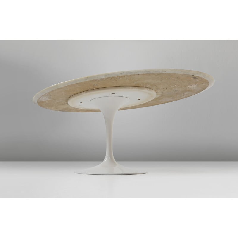 Vintage Tulip oval table in cast aluminum and marble by Eero Saarinen for Knoll International, 1957