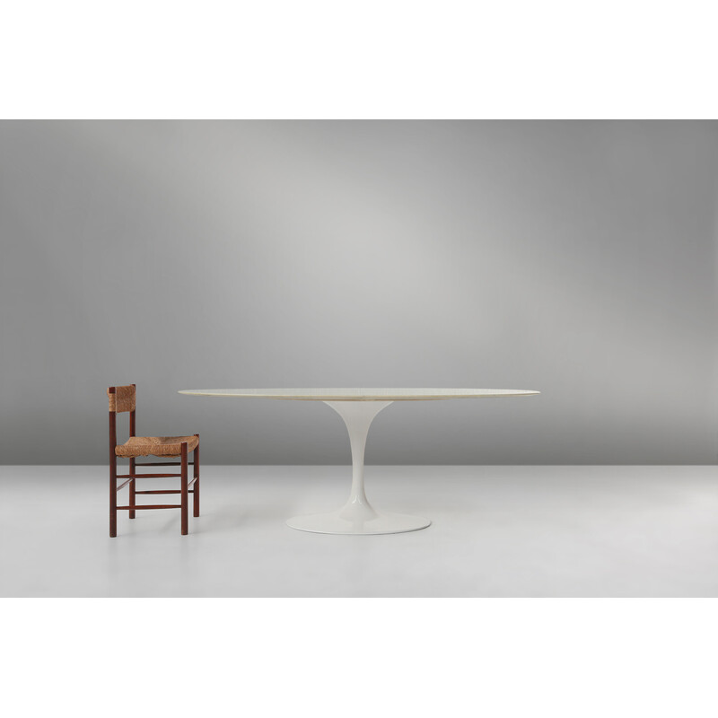 Vintage Tulip oval table in cast aluminum and marble by Eero Saarinen for Knoll International, 1957