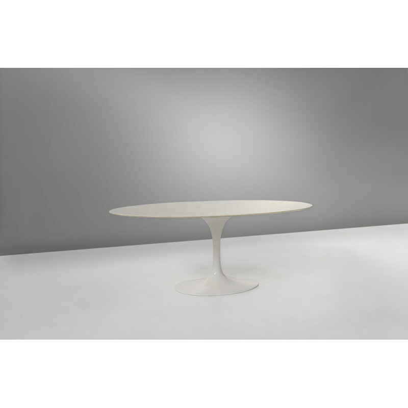 Vintage Tulip oval table in cast aluminum and marble by Eero Saarinen for Knoll International, 1957