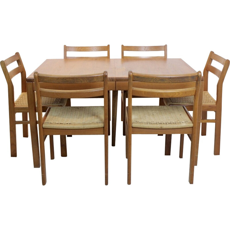 Ensemble de salon avec 1 table et  6 chaises produit par Skovmand et Andersen - 1960