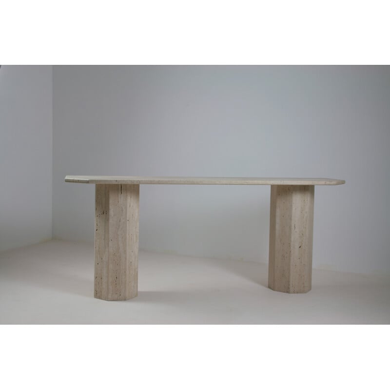 Vintage travertine console, Italy 1970