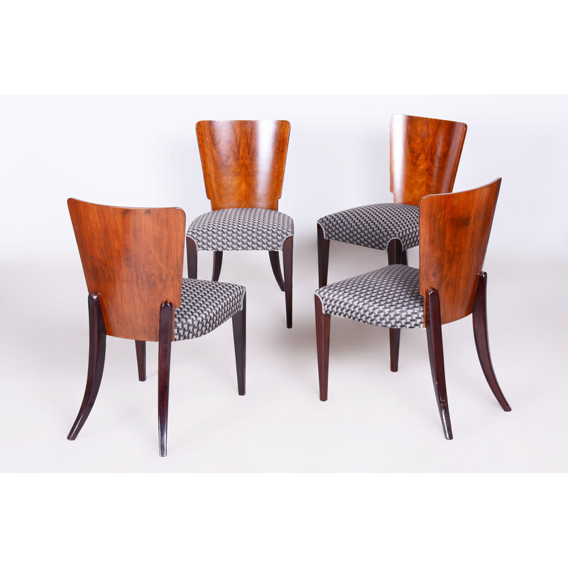 Set of 4 vintage Art Deco chairs in beech and walnut by Jindrich Halabala for Up Zavody, Czec