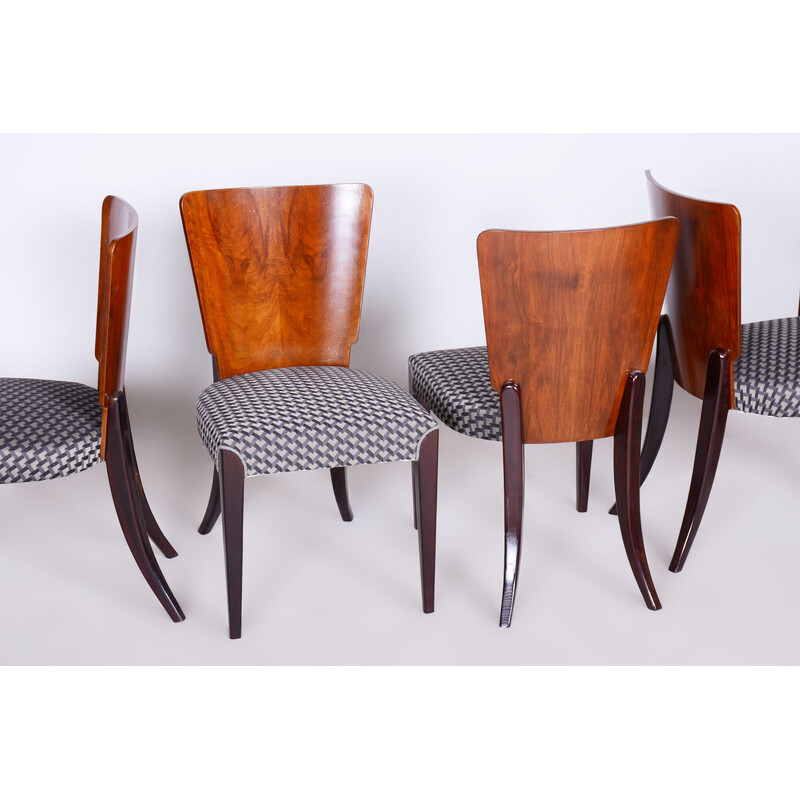 Set of 4 vintage Art Deco chairs in beech and walnut by Jindrich Halabala for Up Zavody, Czec