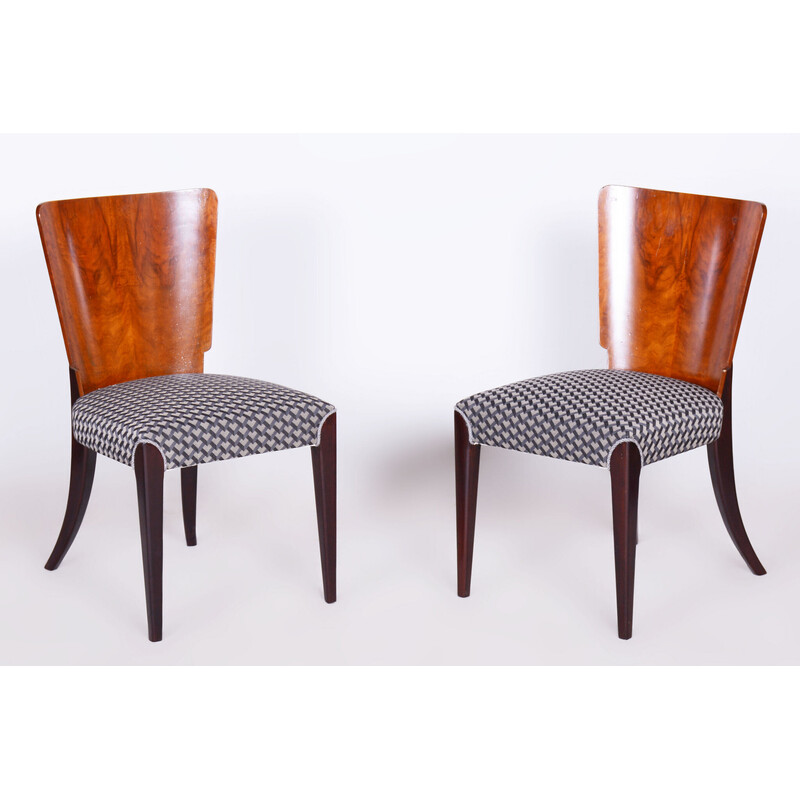 Set of 4 vintage Art Deco chairs in beech and walnut by Jindrich Halabala for Up Zavody, Czec