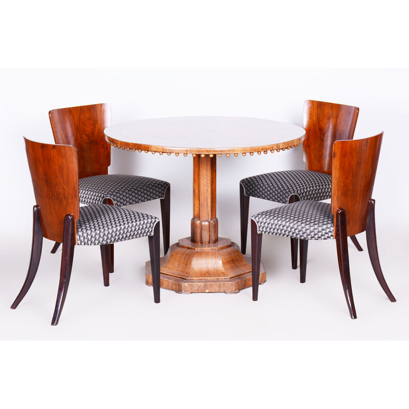 Set of 4 vintage Art Deco chairs in beech and walnut by Jindrich Halabala for Up Zavody, Czec
