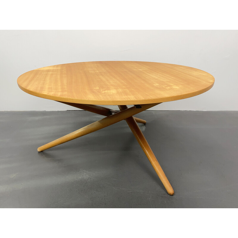 Table basse vintage en bois de cerisier par Jürg Bally pour Wohnhilfe, Suisse 1950