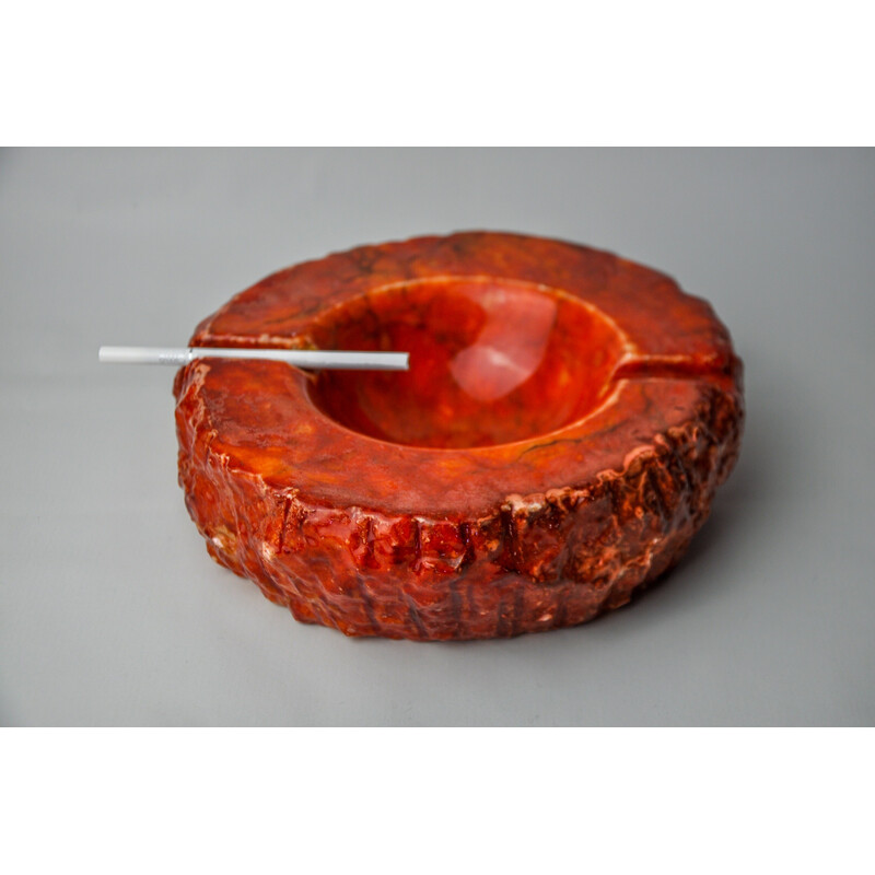 Vintage red alabaster ashtray by Romano Bianchi, Italy 1970