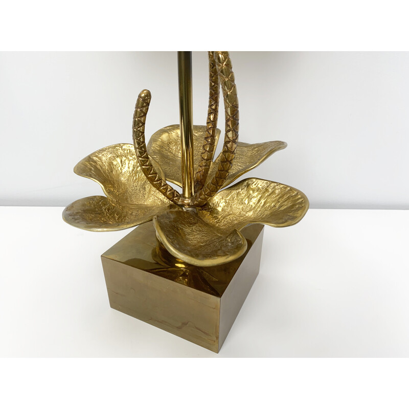 Paire de lampes de table vintage Nenuphar Water Lily en bronze et laiton pour Maison Charles, France 1960