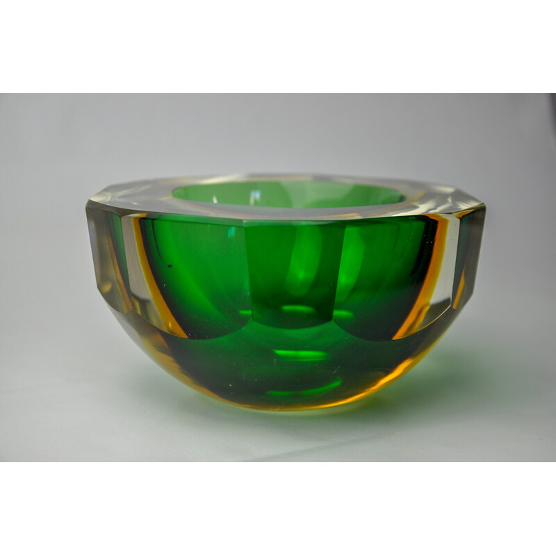 Vintage green and yellow Murano glass pocket organizer for Seguso, Italy 1970