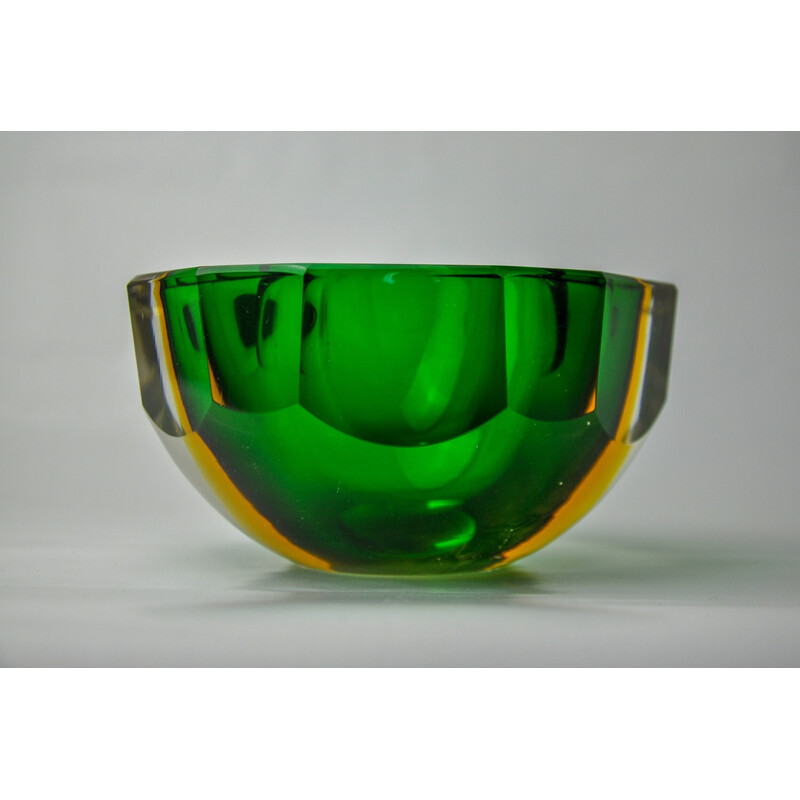 Vintage green and yellow Murano glass pocket organizer for Seguso, Italy 1970