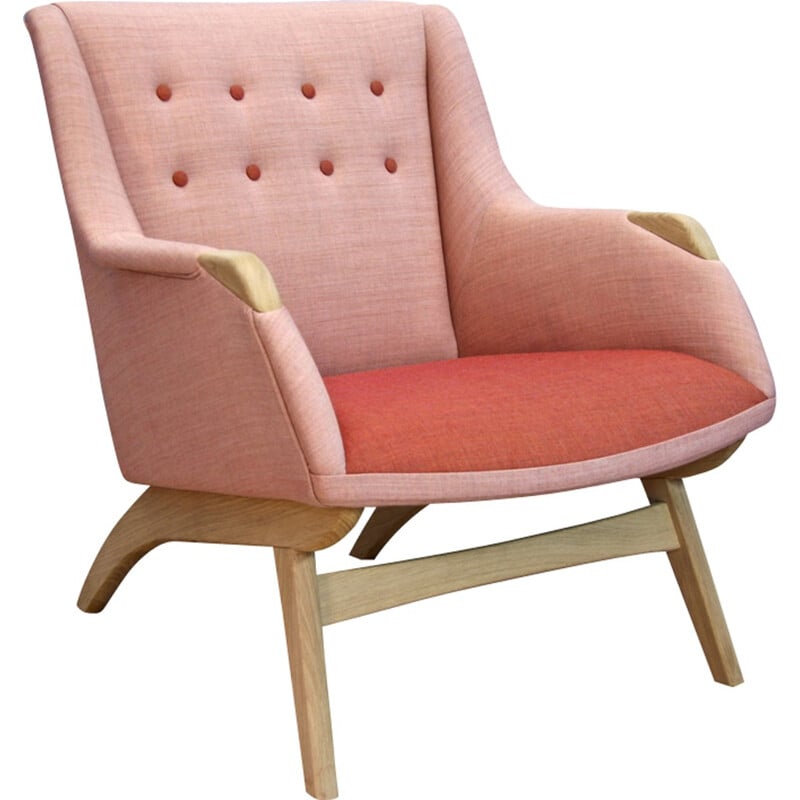 Fauteuil lounge vintage danoise en chêne - 1960