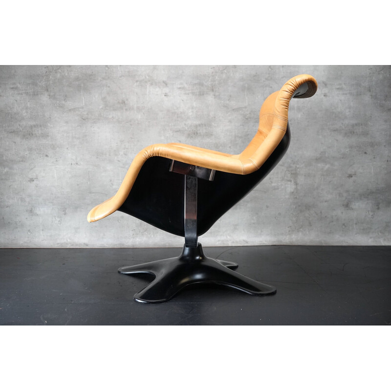 Vintage cognac leather armchair by Yrjo Kukkapuro for Haimi Karuselli, 1960