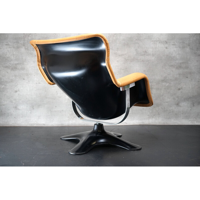 Vintage cognac leather armchair by Yrjo Kukkapuro for Haimi