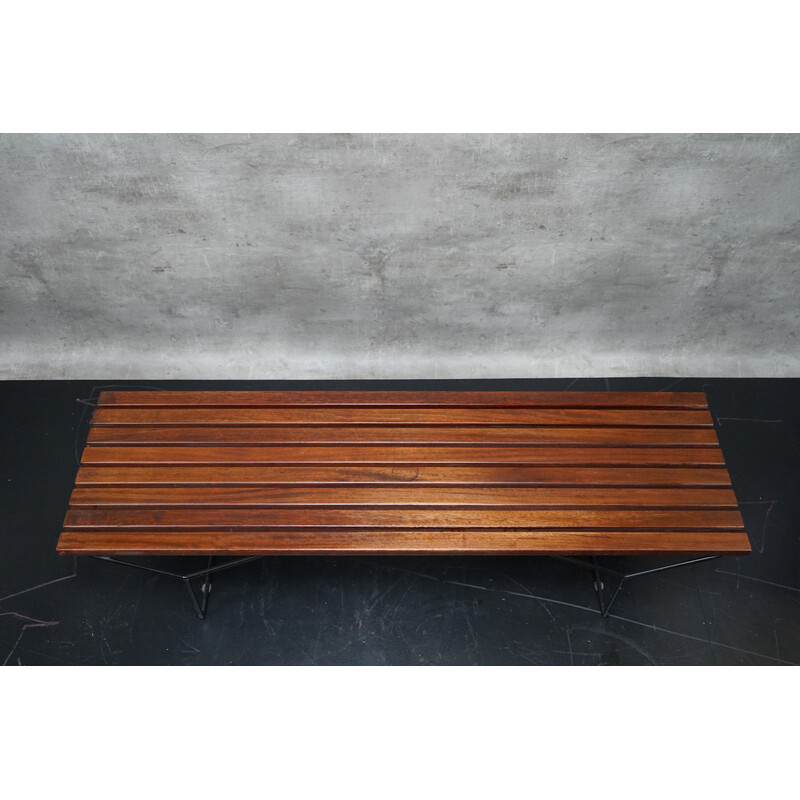 Vintage wooden slatted bench by Harry Bertoia for Knoll International, Germany 1960
