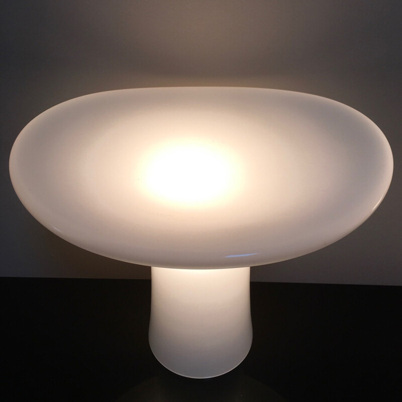 Paire de lampes de table blanches en verre édition Vistosi - 1970
