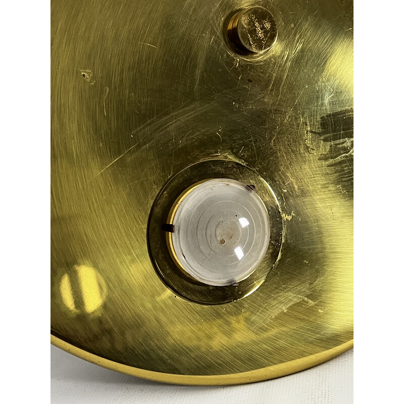 Vintage round ceiling lamp in golden brass, Italy 1970