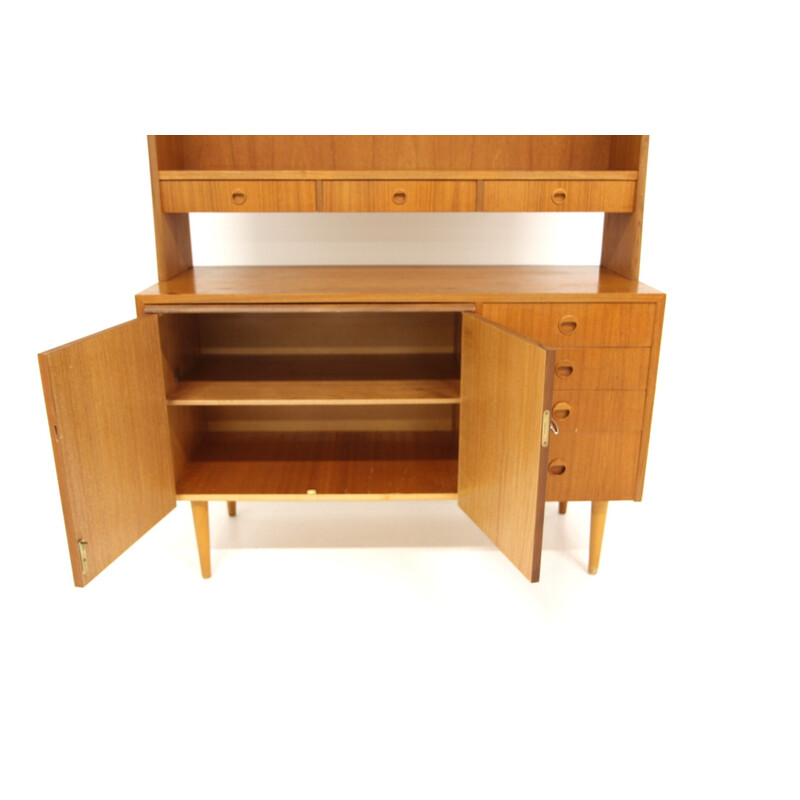 Vintage secretary desk in teak and beech, Sweden 1960