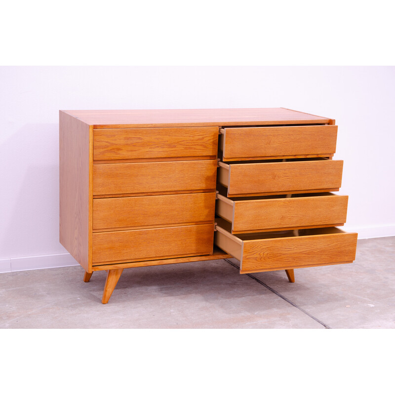 Vintage U-453 chest of drawers in oak wood and plywood by Jiří Jiroutek for Interiér Praha, Czechoslovakia 1960