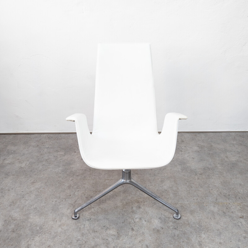 Vintage Tulip armchair in fiberglass and white leather by Preben Fabricius and Jørgen Kastholm for Walter Knoll, 1960