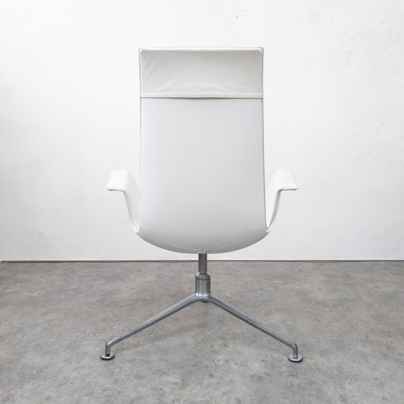 Vintage Tulip armchair in fiberglass and white leather by Preben Fabricius and Jørgen Kastholm for Walter Knoll, 1960