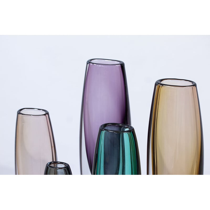 Vasos de vidro vintage de Gunnar Nylund para Strömbergshytta, Suécia 1950