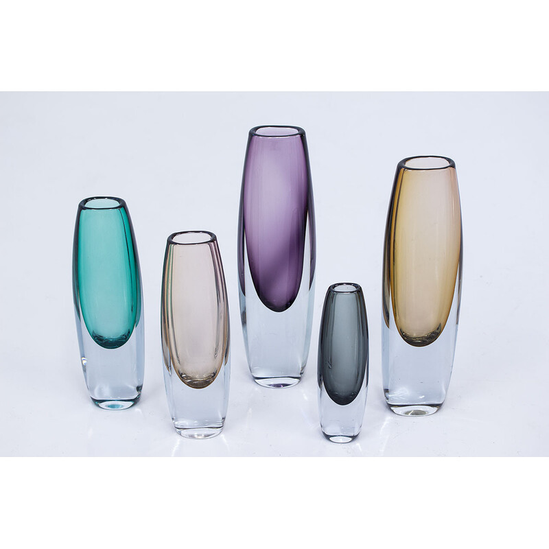 Vintage glass vases by Gunnar Nylund for Strömbergshytta, Sweden 1950