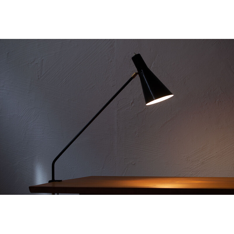 Vintage steel and aluminum clamp desk lamp by Alf Svensson for Bergboms, Sweden 1950