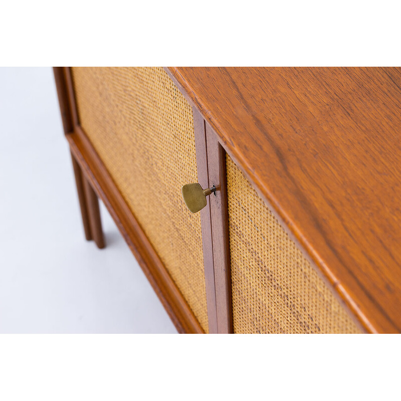 Vintage teak and rattan sideboard by Alf Svensson for Bjästa Möbelfabrik, Sweden 1960