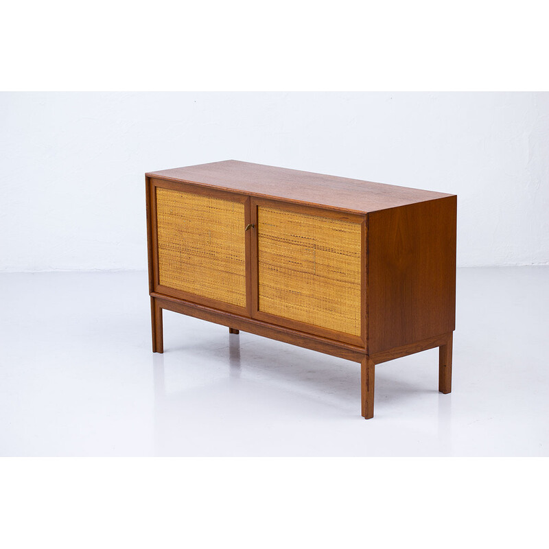 Vintage teak and rattan sideboard by Alf Svensson for Bjästa Möbelfabrik, Sweden 1960