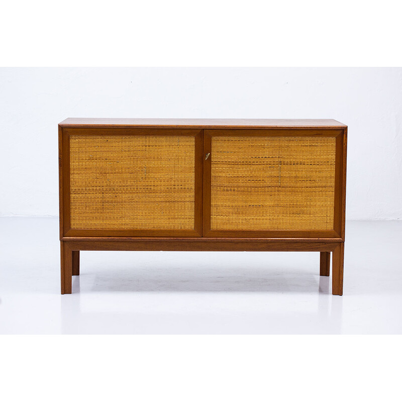 Vintage teak and rattan sideboard by Alf Svensson for Bjästa Möbelfabrik, Sweden 1960