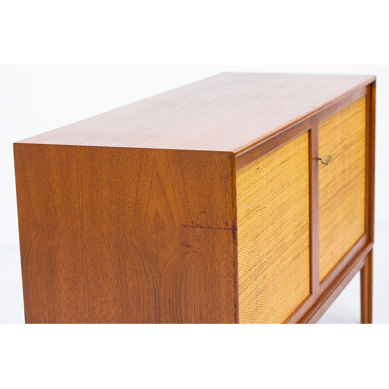 Vintage teak and rattan sideboard by Alf Svensson for Bjästa Möbelfabrik, Sweden 1960