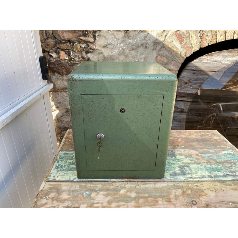 Vintage industrial metal safe for Manufrance, France 1950