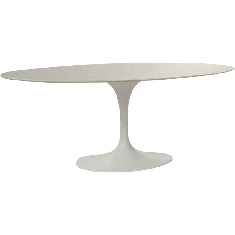 Vintage Tulip oval table in cast aluminum and marble by Eero Saarinen for Knoll International, 1957