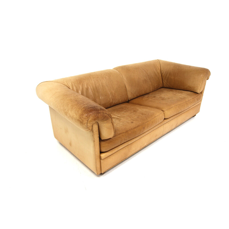 Vintage 3-Sitzer-Sofa "Reton" aus Nussbaum und Leder für Dux, Schweden 1960