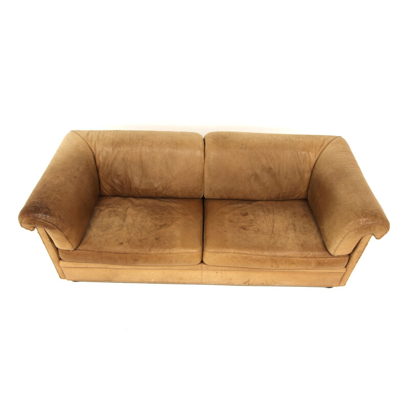 Reton" sofá vintage de 3 lugares em nogueira e couro para Dux, Suécia 1960