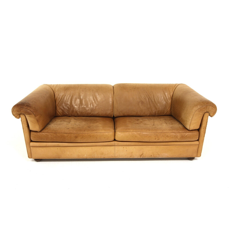 Vintage "Reton" 3-seater sofa in walnut and leather for Dux, Sweden 1960