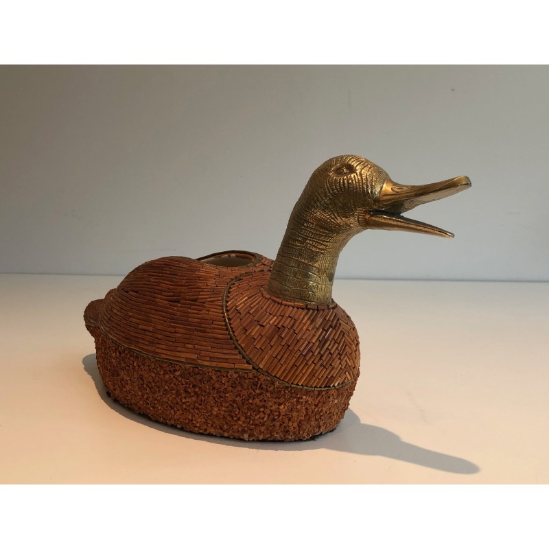 Vintage duck pocket in ceramic and brass by Tarzia Firenze, Italy 1970