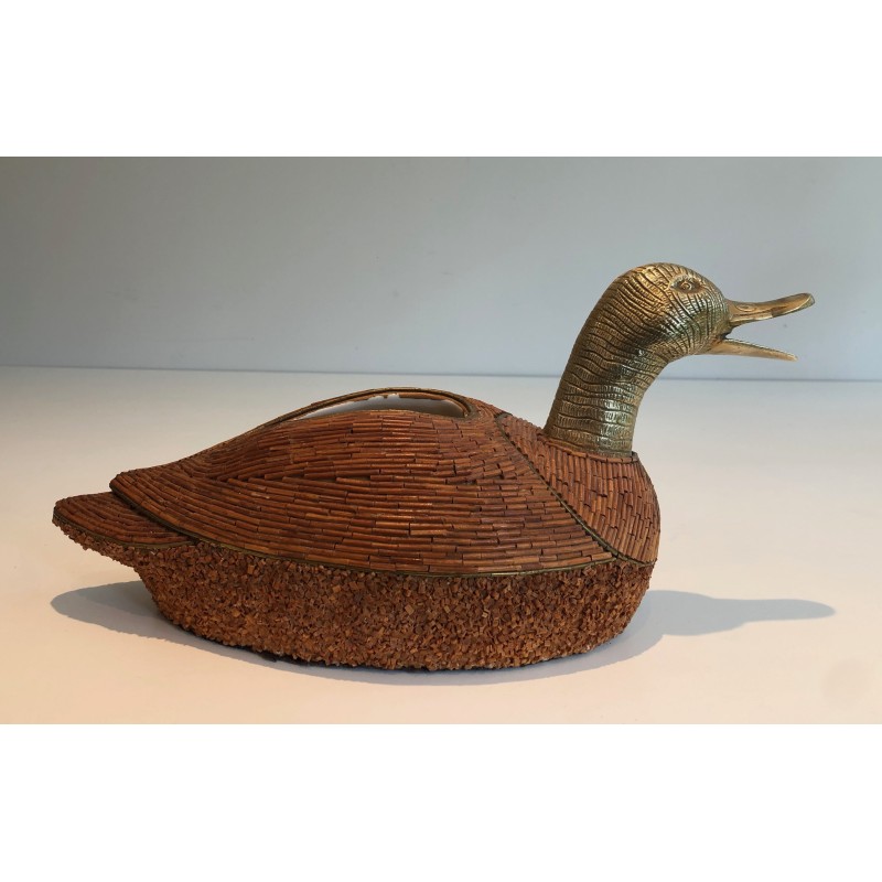 Vintage duck pocket in ceramic and brass by Tarzia Firenze, Italy 1970