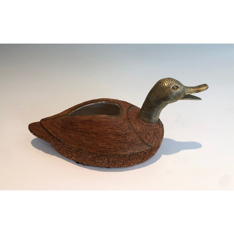 Vintage duck pocket in ceramic and brass by Tarzia Firenze, Italy 1970