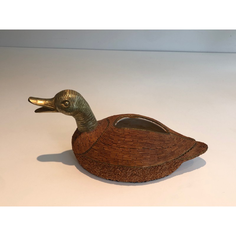 Vintage duck pocket in ceramic and brass by Tarzia Firenze, Italy 1970