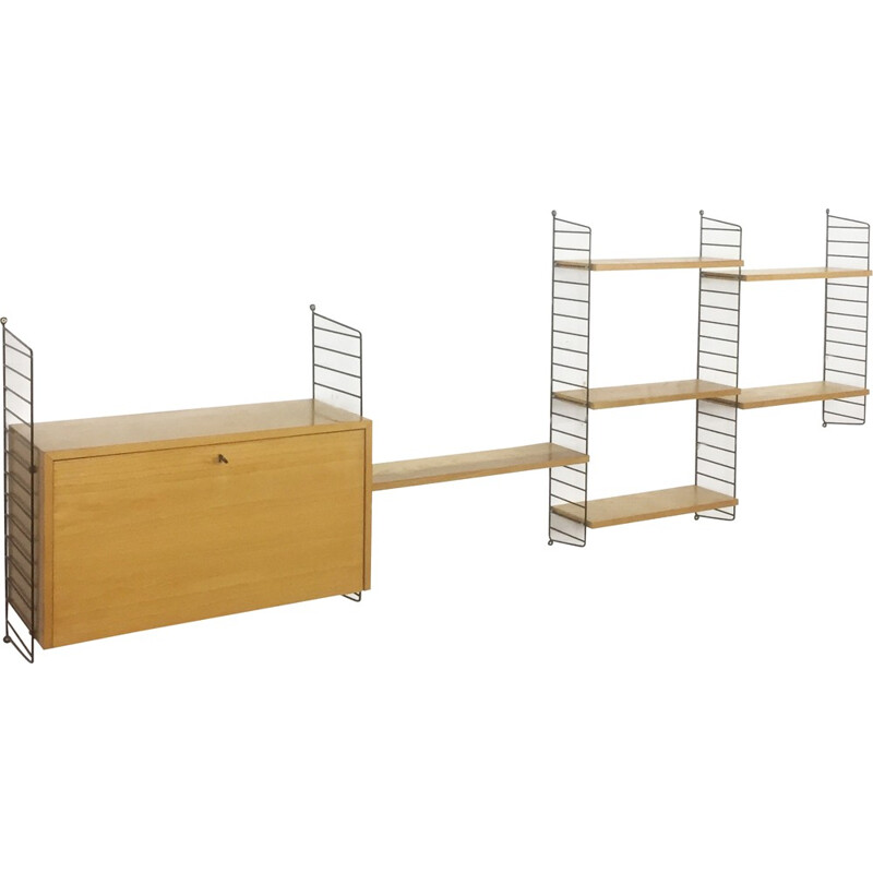 Swedish ash wall unit by Nisse Strinning for String - 1960s