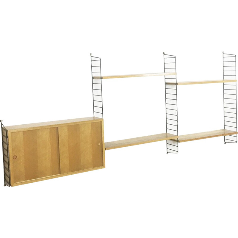 Swedish Ash Wall Unit by Nisse Strinning for String - 1960s