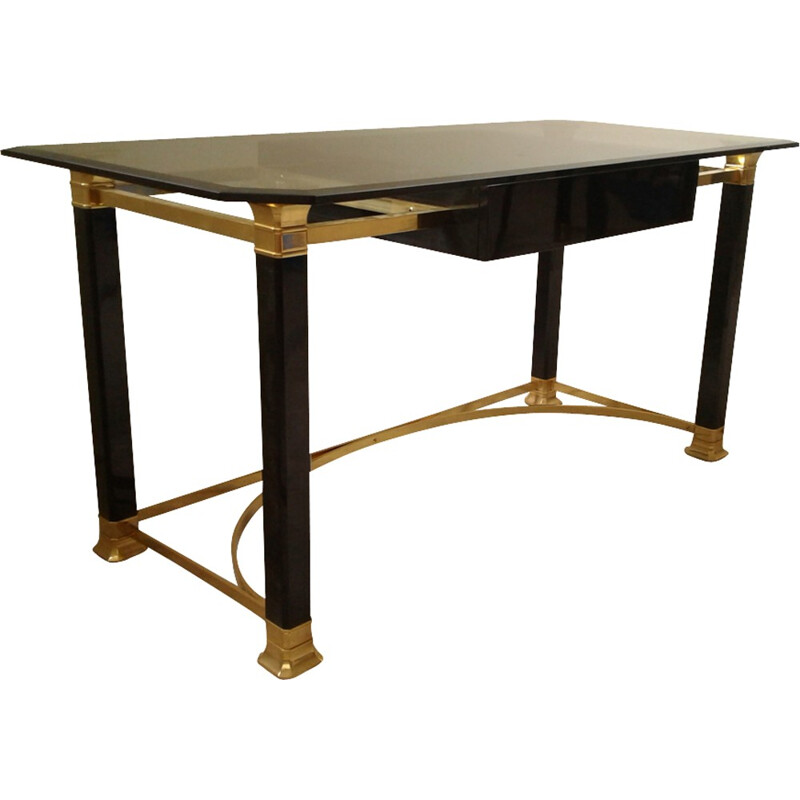 Italian desk in golden and black brass - 1980s