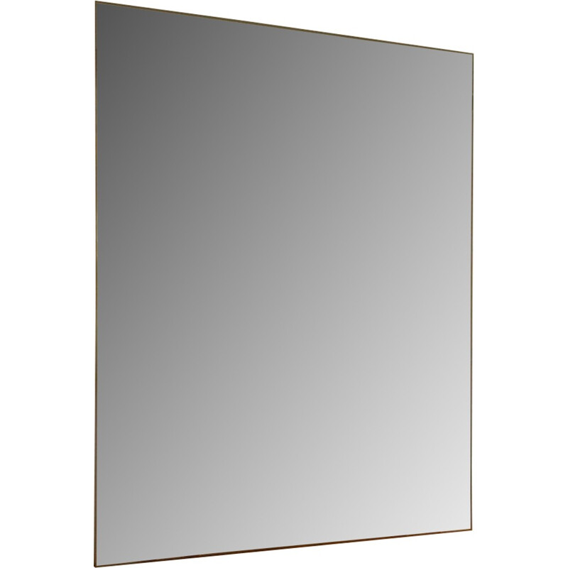 Large Italian mirror in brass and opaline glass - 1980s