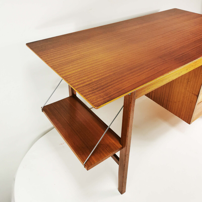 Vintage mahogany and beech desk, Denmark 1960