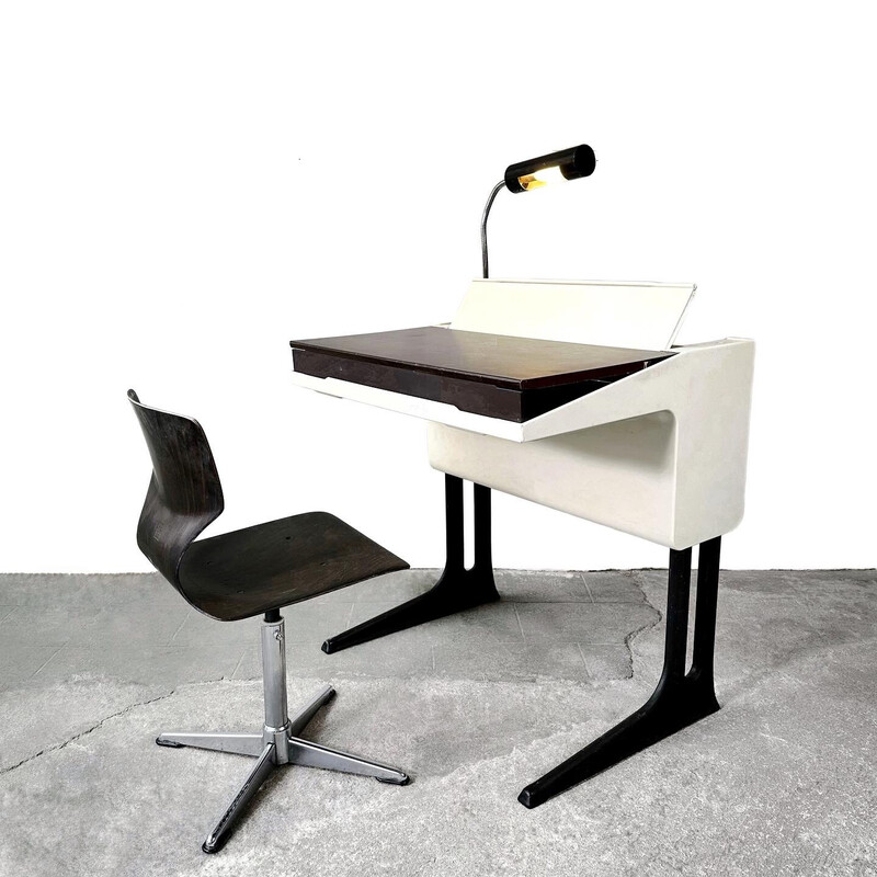 Vintage "Elmar" desk with chair by Luigi Colani for Flötotto, Italy 1970