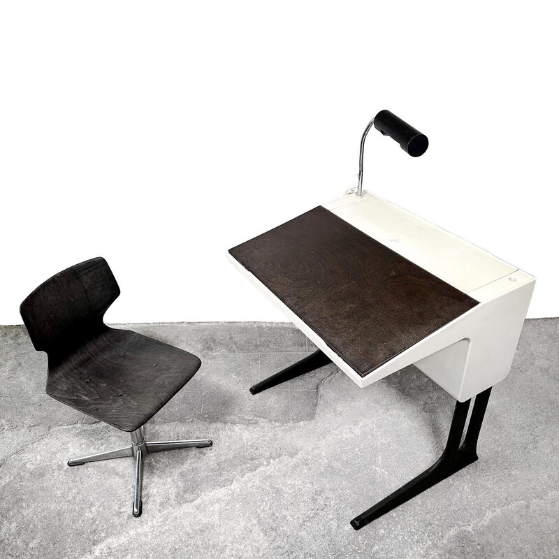 Vintage "Elmar" desk with chair by Luigi Colani for Flötotto, Italy 1970