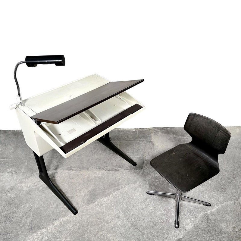 Vintage "Elmar" desk with chair by Luigi Colani for Flötotto, Italy 1970