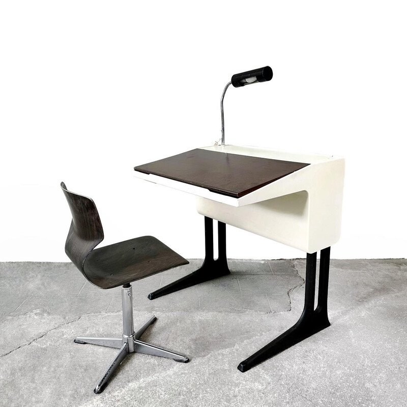 Vintage "Elmar" desk with chair by Luigi Colani for Flötotto, Italy 1970