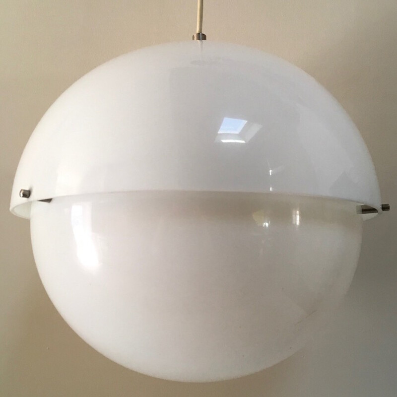 White hanging lamp in plastics by Luigi Bandini Buti for Kartell - 1960s